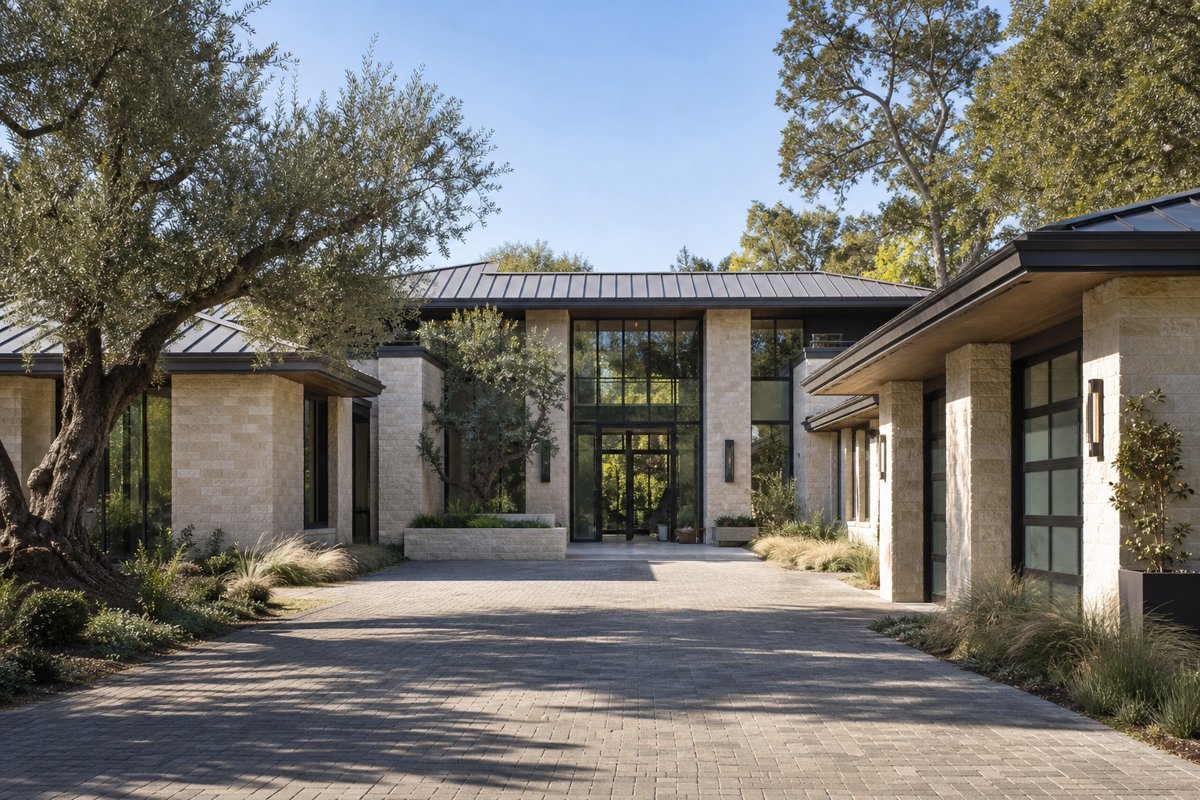 Concept image of a luxury Saratoga, California home exterior